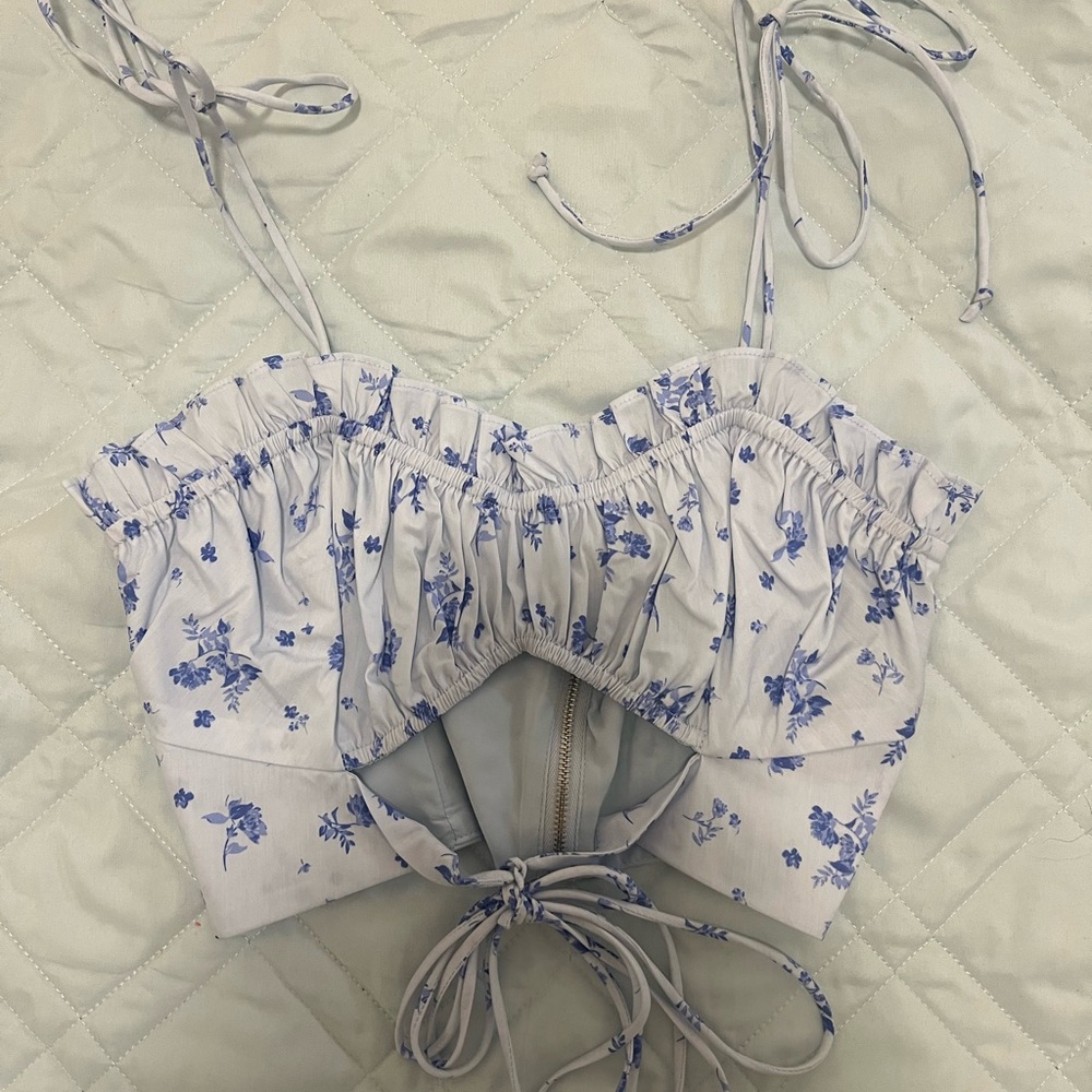 Light Blue Floral Crop Top